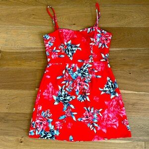 NWT, French Connection, spaghetti strap dress, red, floral, size 6